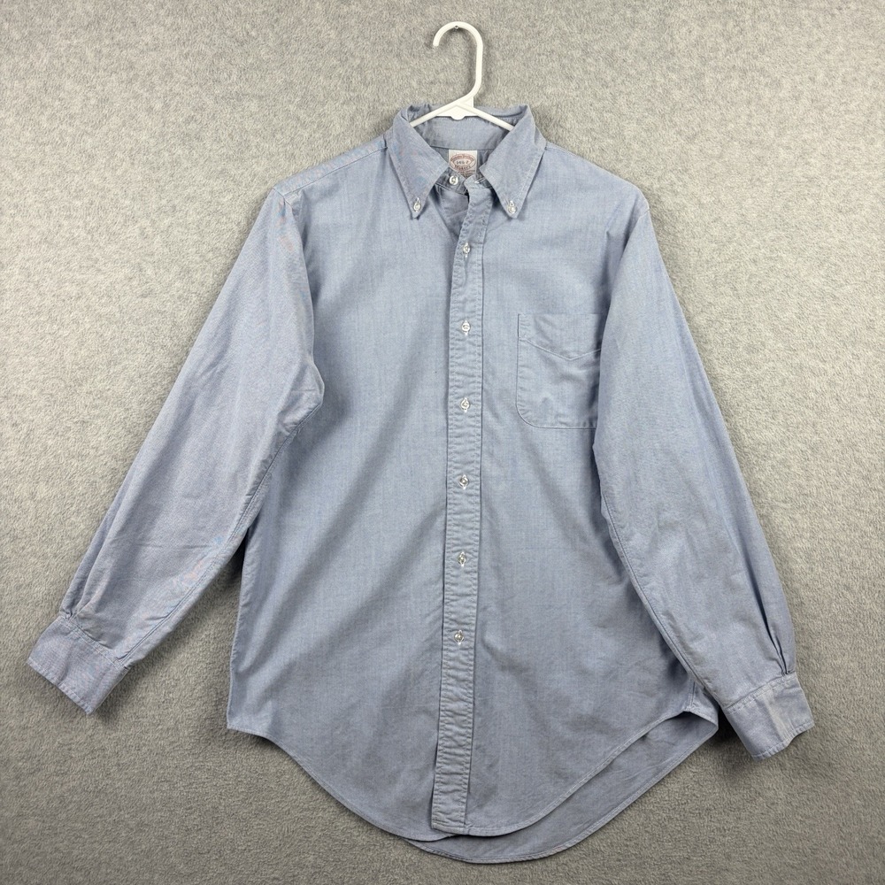 Brooks Brothers Makers Shirt Small 14.5 2 Blue OCBD Made In USA Oxford Ivy Trad